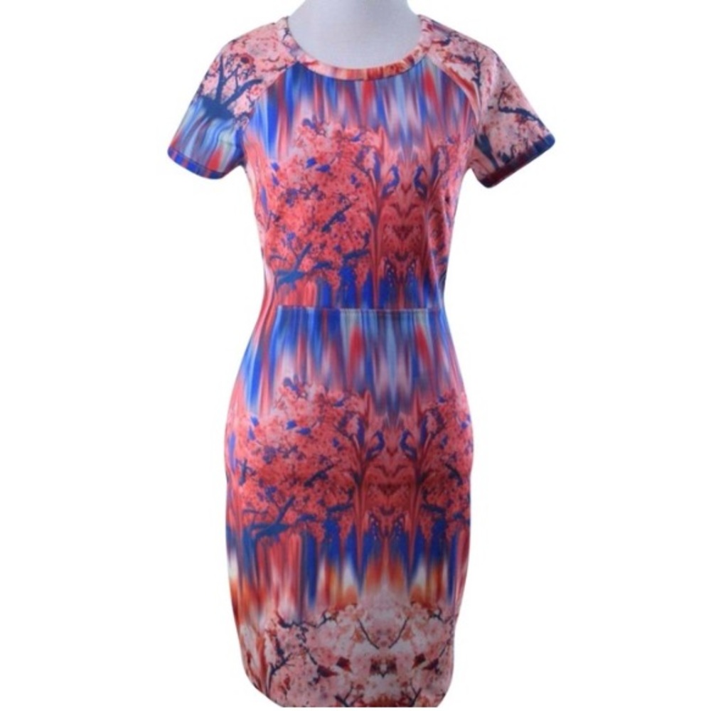 ZARA NEOPRENE Scuba Cocktail PRINTED DRESS